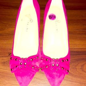 Suede raspberry pink Ivanka trump wedge heel